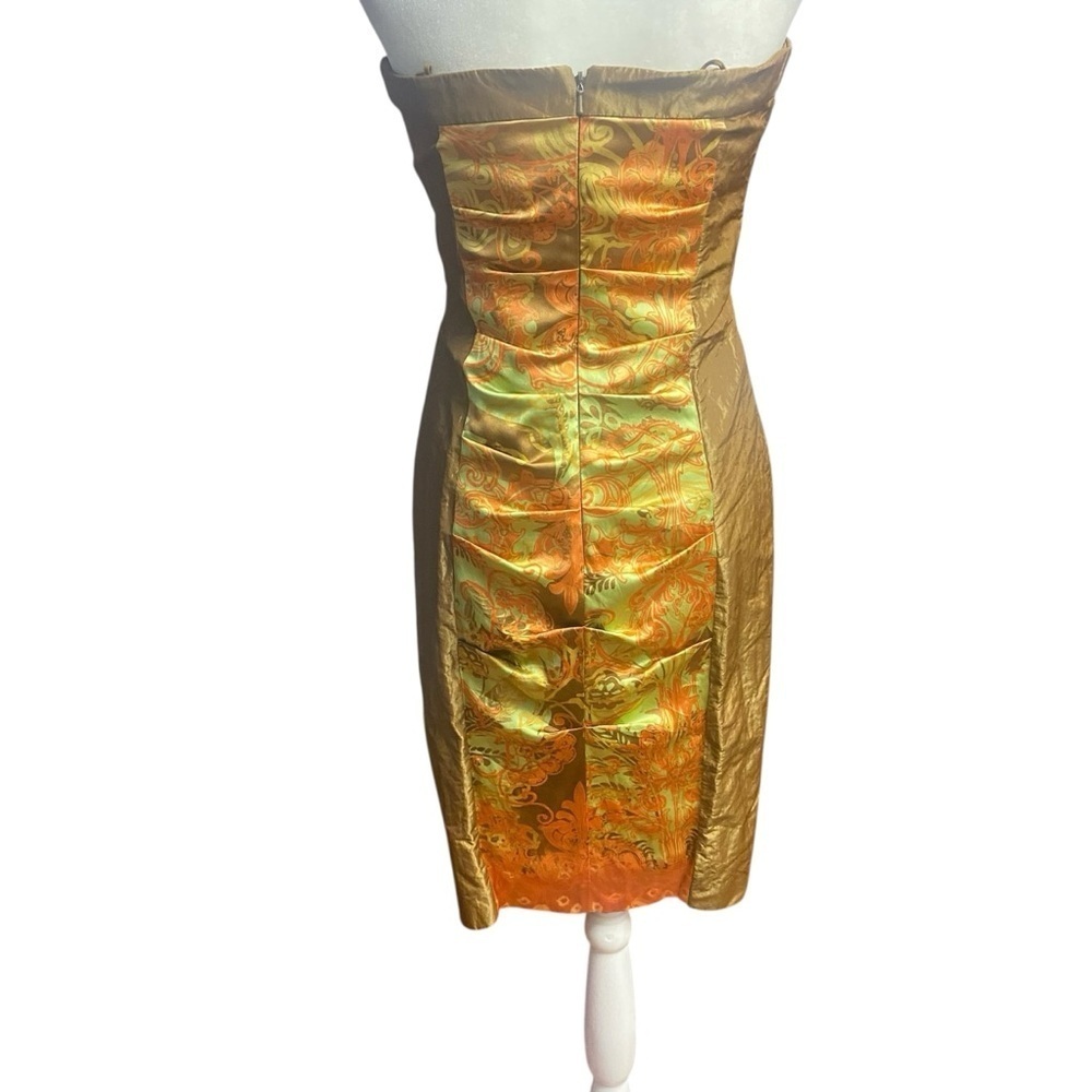 Nicole Miller Collection Sweetheart Silk Ruched Strapless Dress Size 8 Bronze - Picture 6 of 16